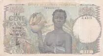 &Aacute;frica del oeste francesa 100 Francs - Woman with fruits, family - 16-04-1948 - Serial Z.4213 - VF- P.40