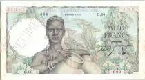 &Aacute;frica del oeste francesa 1000 Francs Woman, jugs - 1948 - Specimen