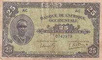 &Aacute;frica del oeste francesa 25 Francs - African - 12/14/1942 - AC Series
