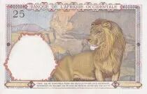 &Aacute;frica del oeste francesa 25 Francs - Man and horse, Lion - Red numerals - 1942 - Serial  Y.2616 - VF+ - P.27