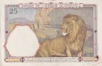 &Aacute;frica del oeste francesa 25 Francs - Man and horse, Lion - Red numerals - 1942 - Serial B.2825 - VF+ - P.27