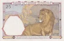 &Aacute;frica del oeste francesa 25 Francs - Man and horse, Lion - Red numerals - 1942 - Serial G.2554 - XF - P.27