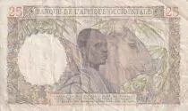 &Aacute;frica del oeste francesa 25 Francs - Woman - Man with a cow - 1943 - Serial O.1303 - F to VF - P.38