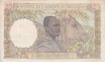 &Aacute;frica del oeste francesa 25 Francs - Woman, Man with a cow - 1943 - Serial  O.1672 - VF+ - P.38