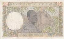 &Aacute;frica del oeste francesa 25 Francs - Woman, Man with a cow - 1943 - Serial  P.1644 - VF - P.38