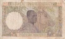 &Aacute;frica del oeste francesa 25 Francs - Woman, Man with a cow - 1943 - Serial K.499 - P.38