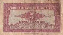 &Aacute;frica del oeste francesa 5 Francs - Africaine - 1942 - Lettre N - P.28a