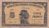 &Aacute;frica del oeste francesa 5 Francs - African - 14-12-1942 - Serial AR