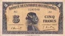 �frica del oeste francesa 5 Francs - African - 1942 - F+ - Serial AC - P.28b