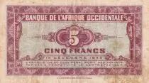 &Aacute;frica del oeste francesa 5 Francs - African - 1942 - F+ - Serial AC - P.28b