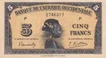 �frica del oeste francesa 5 Francs - African - 1942 - Letter U - P.28a