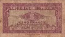 &Aacute;frica del oeste francesa 5 Francs - African - 1942 - Serial E - P.28a