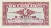 &Aacute;frica del oeste francesa 5 Francs - African - 1942 - Serial H