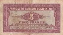 &Aacute;frica del oeste francesa 5 Francs - African - 1942 - Serial O - P.28a