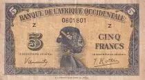 &Aacute;frica del oeste francesa 5 Francs - African - 1942 - Serial Z - P.28a