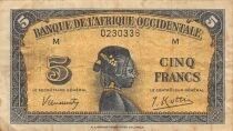 �frica del oeste francesa 5 Francs - African woman - 14-12-1942 - P.28a