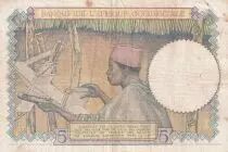 &Aacute;frica del oeste francesa 5 Francs - Coffe tree - Man weaving - 27-04-1939 - Serial S.61.23 - F - P.21