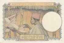 &Aacute;frica del oeste francesa 5 Francs - Coffee - Man weaver - 10-03-1938 - Serial F.5977 - P.21