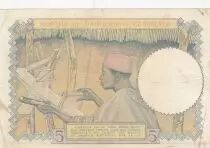 &Aacute;frica del oeste francesa 5 Francs - Coffee tree - Man weaving - 10-03-1938 - Serial Z.5049 - VF+ - P.21