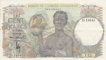 Africa dell\'ovest francese 100 Francs - Woman carrying a bowl of fruit - 1952 - Series D.14645