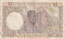 Africa dell\'ovest francese 25 Francs - Woman - Man with a cow - 1943 - Serial U.1288 - F to VF - P.38