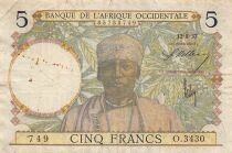 Africa dell\'ovest francese 5 Francs - 12-08-1937 - P.21