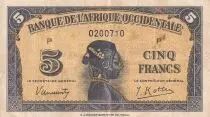 Africa dell\'ovest francese 5 Francs - African - 1942 - VF - Serial P - P.28a