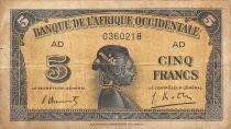 Africa dell\'ovest francese 5 Francs - African woman - 14-12-1942 - P.28b