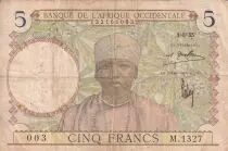 Africa dell\'ovest francese 5 Francs - Coffe tree - Man weaving - 01-08-1935 - Serial M.1327 - P.21