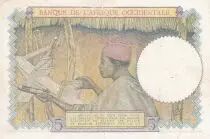 Africa dell\'ovest francese 5 Francs - Coffe tree - Man weaving - 10-03-1938 - Serial Q.4255 - VF+ - P.21