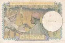 Africa dell\'ovest francese 5 Francs - Coffe tree - Man weaving - 15-03-1937 - Serial H.2849 - VF+ - P.21