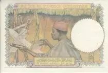 Africa dell\'ovest francese 5 Francs - Coffe tree - Man weaving - Red numbers - 1943 - Serial S.13344 - VF+ - P.26