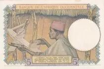 Africa dell\'ovest francese 5 Francs - Coffee - Man weaver - 10-03-1938 - Serial F.5977 - Number 148