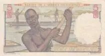 Africa dell\'ovest francese 5 Francs - Woman, boats on river - 17-08-1943 - Serial K.12