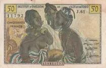 Africa dell\'ovest francese 50 Francs - AOF and Togo - Women, dancer, harbor - 1956 - Serial J.61 - VF - P.45