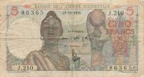 Afrique de l\'Ouest 5 Francs - 28-10-1954 - P.36