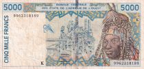 AFRIQUE DE L\'OUEST 5000 Francs - Femme - Scène de marché - 1999 - Lettre K (Sénégal) - P.713Ki