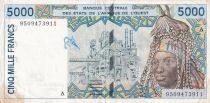 Afrique de l\'Ouest 5000 Francs - Femme - Sc&egrave;ne de march&eacute; - ND (1992-2003) - Lettre A (C&ocirc;te d\'Ivoire)