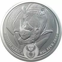 Afrique du Sud 1 Once Argent AFRIQUE DU SUD 2020 - Rhinoc&eacute;ros - The Big Five