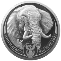 Afrique du Sud 1 Once Argent AFRIQUE DU SUD 2021 - &Eacute;l&eacute;phant - The Big Five (S&eacute;rie II) - Nouvelle Collection