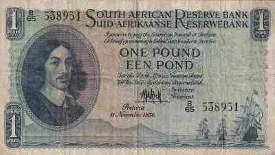Afrique du Sud 1 Pound - Jan Van Riebeek - Lion - 11-11-1950 - S�rie B.65 - P.92c