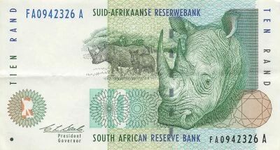 Afrique du Sud 10 Rand - Rhinoceros - ND (1993) - P.123