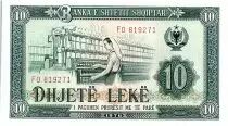Albania 10 Leké - Cotton spinning frame 1976