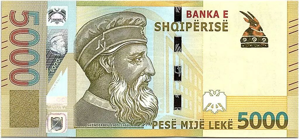 Banknote Albania 5000 Lek Skenderbeu 1405 1468 2019 UNC