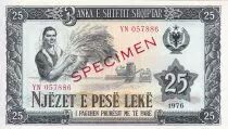 Albanie 25 Lekë - Paysanne - Agriculture - Spécimen - 1976 - Série YN - P.44s2