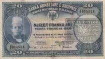Albanien 20 Franka Ari - Young man - ND (1945) - Serial H - P.12b