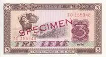 Albanien 3 Lek� - Woman - Landscape  - Specimen - 1976 - Serial JO - P.41s2