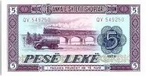 Albanien 5 Lek�  - Truck, viaduct -1976