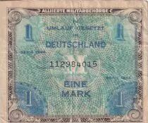 Alemania 1 Mark AMC - blue on lt blue - 1944 - 9 digit with F - P.193a