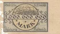 Alemania 1 Milliarde Mark - State of Duisburg-Meiderich - 1923 - Number 149802